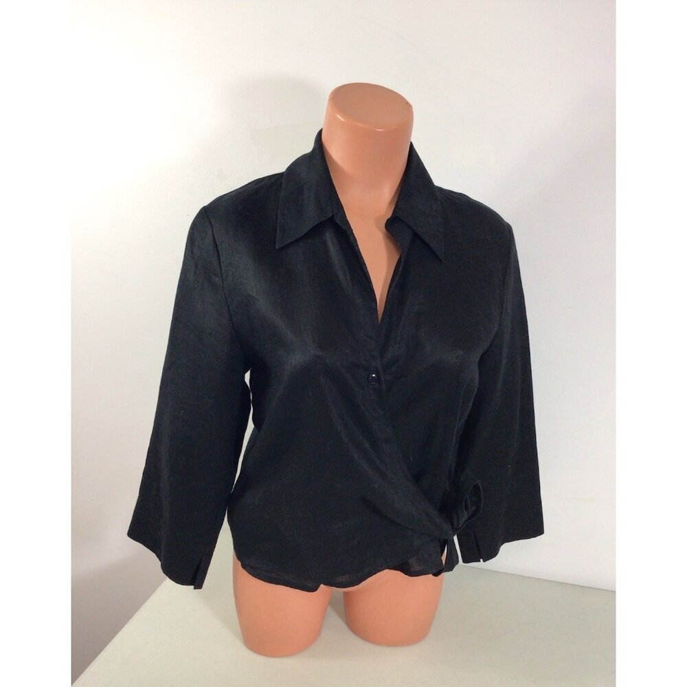 Studio Jax Linen Wrap Shirt Womens 8